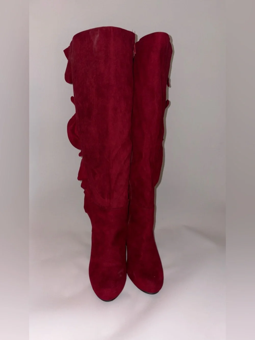 Journee Collection Over-the-Knee Suede Boots in Deep‎ Red Size 8.5